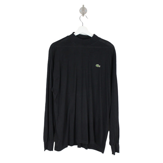 80s Chemise Lacoste Black Mock Neck T-Shirt (L)