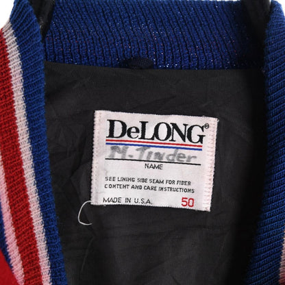 90s DeLong College Red Wool Varsity Jacket (XXL)