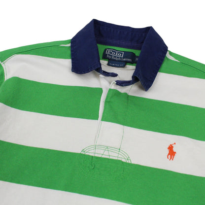 00s Polo Ralph Lauren White/Green Rugby Shirt (S/M)