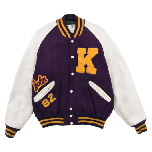 80s DeLong Purple Varsity Jacket (S)