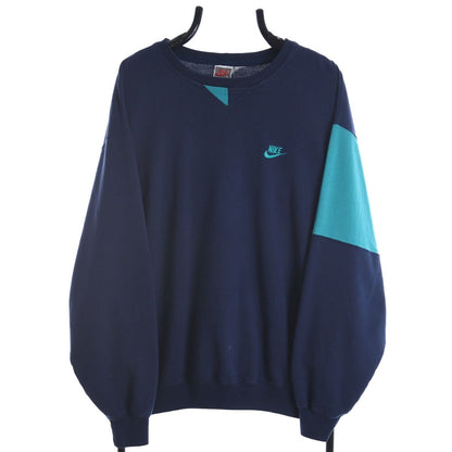 90s Nike Navy Embroidered Sweatshirt (XL)