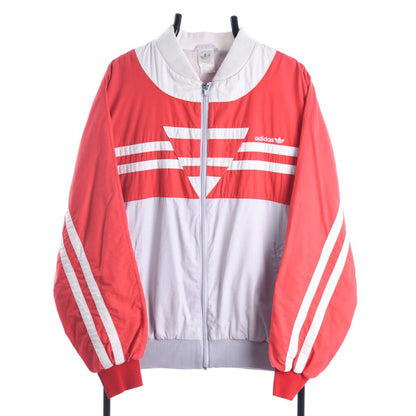 90s Adidas Red/Grey Cotton Lined Track Jacket (M)