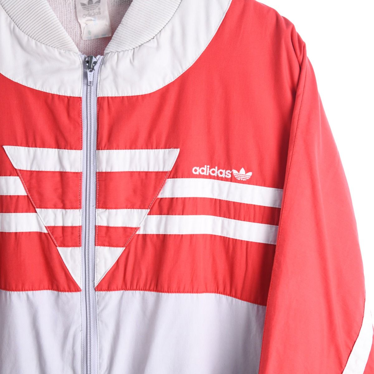 90s Adidas Red/Grey Cotton Lined Track Jacket (M)