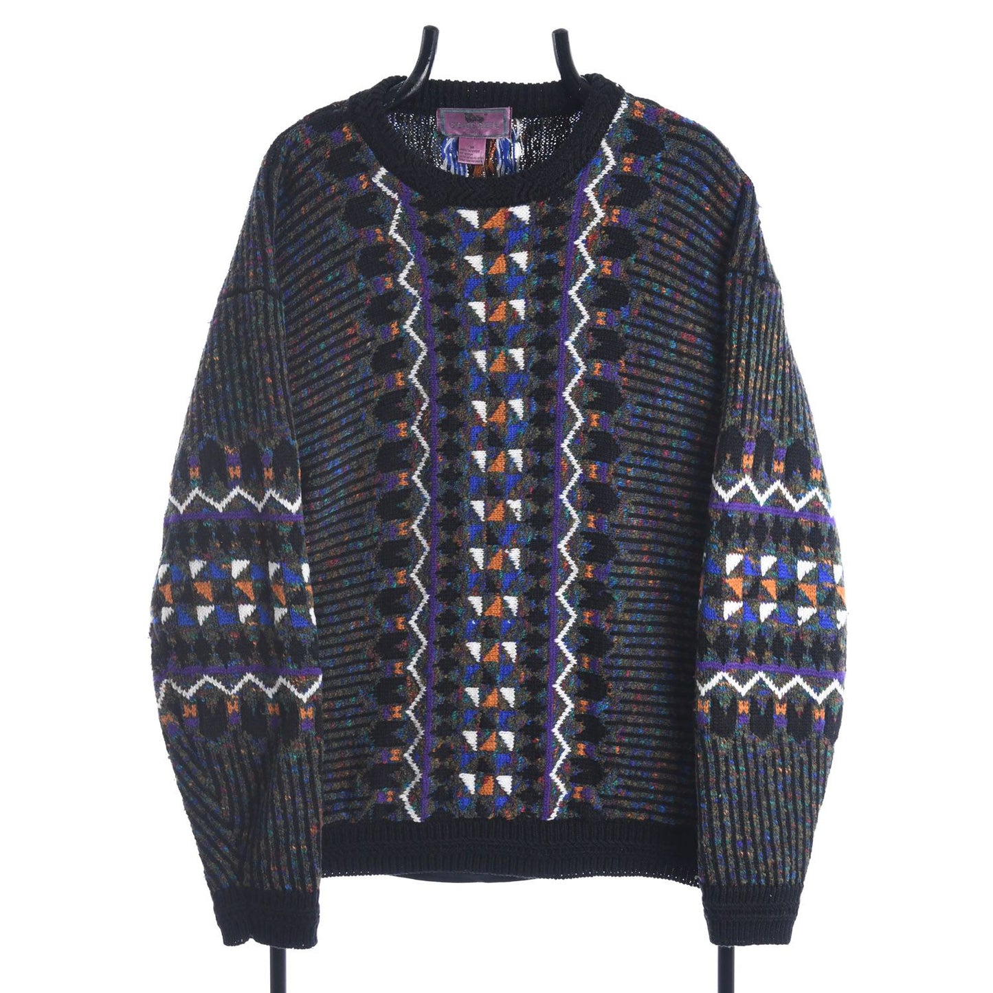 90s Concrete Multi-Coloured Heavy Knit Jumper (S)