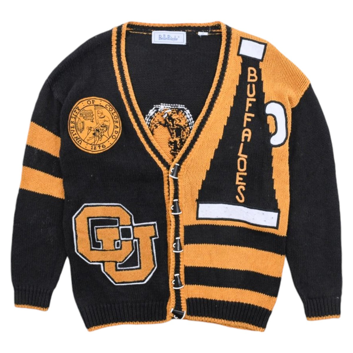 90s Colorado Buffaloes Black Chunky Knit Cardigan (M)