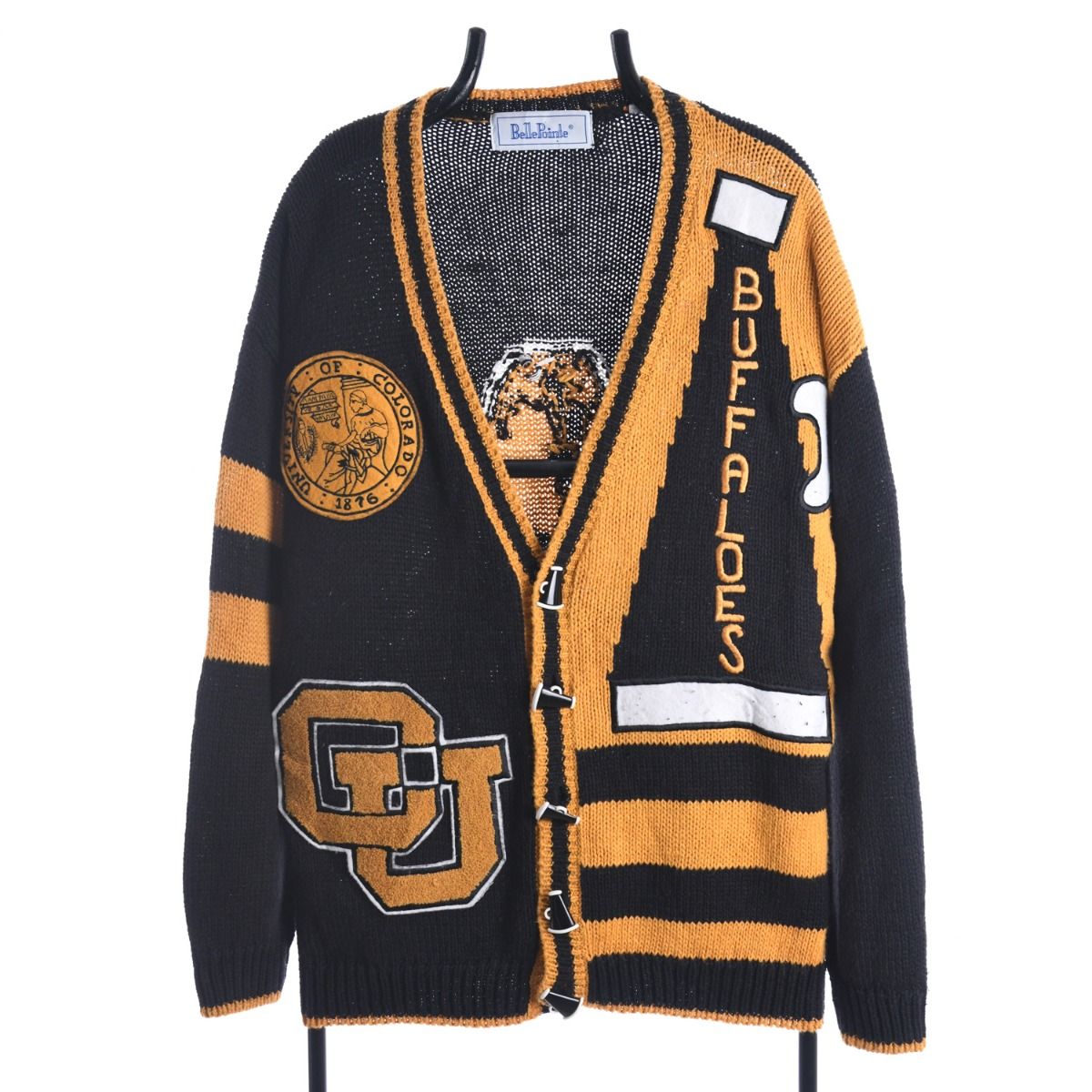 90s Colorado Buffaloes Black Chunky Knit Cardigan (M)