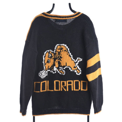 90s Colorado Buffaloes Black Chunky Knit Cardigan (M)