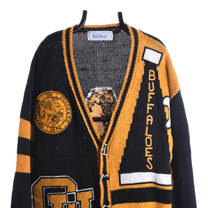 90s Colorado Buffaloes Black Chunky Knit Cardigan (M)