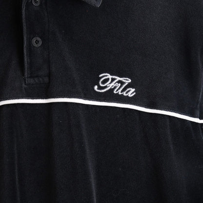 90s Fila Black Velour Polo Top (L)