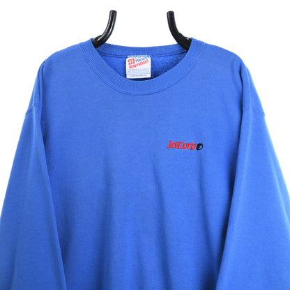 90s Jet Corp Hanes Heavy Blue Embroidered Sweatshirt (M)