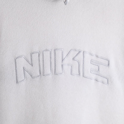 00s Nike White Embroidered Fleece Hoodie (XL)