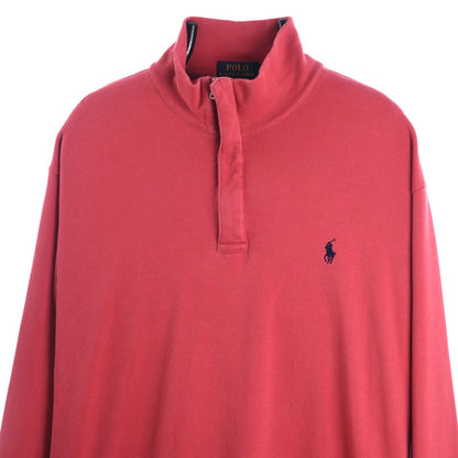 Polo Ralph Lauren Coral Pink Embroidered 1/4 Zip Sweatshirt (L)