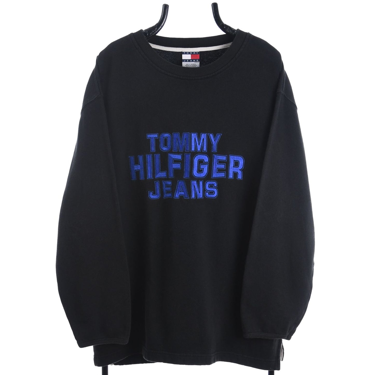 90s Tommy Hilfiger Jeans Black Embroidered Sweatshirt (XL)