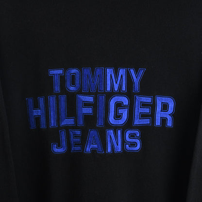 90s Tommy Hilfiger Jeans Black Embroidered Sweatshirt (XL)