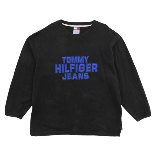 90s Tommy Hilfiger Jeans Black Embroidered Sweatshirt (XL)