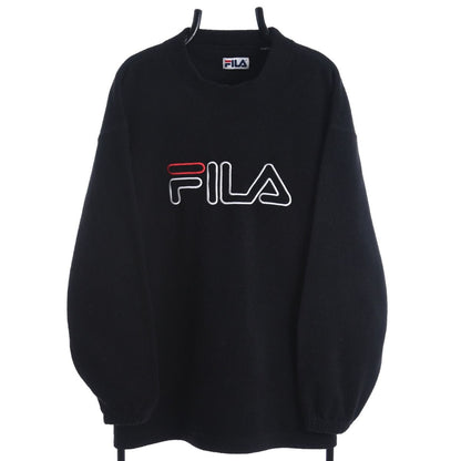 00s Fila Black Embroidered Fleece Sweatshirt (XXL)