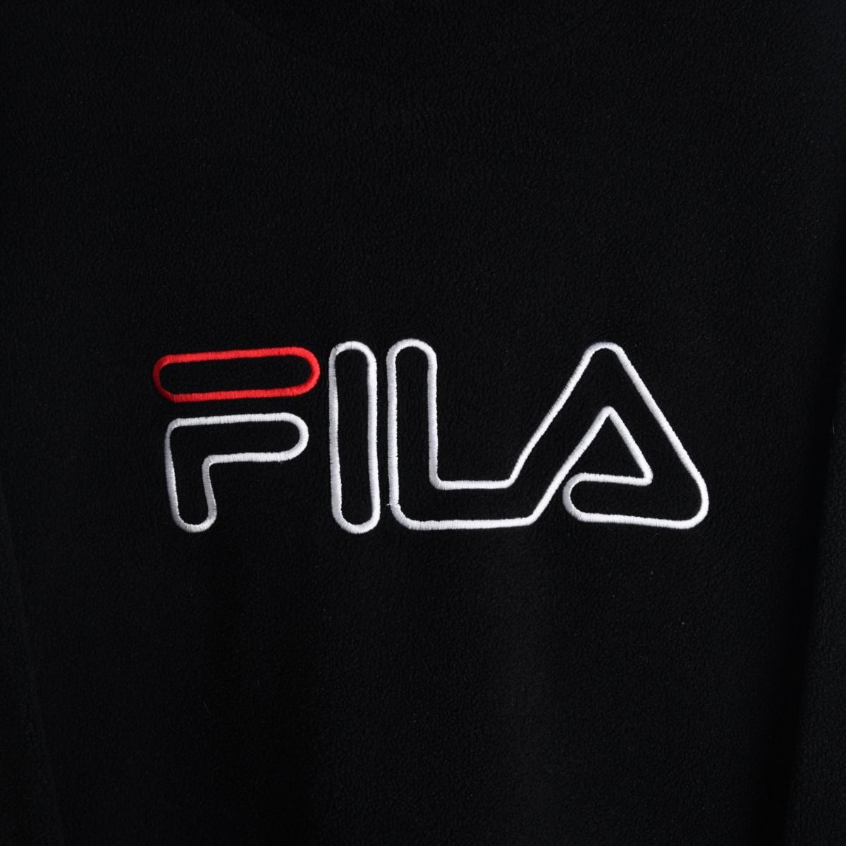 00s Fila Black Embroidered Fleece Sweatshirt (XXL)