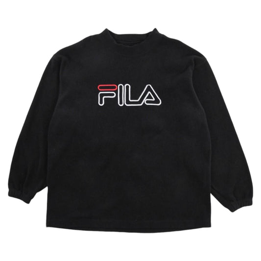 00s Fila Black Embroidered Fleece Sweatshirt (XXL)