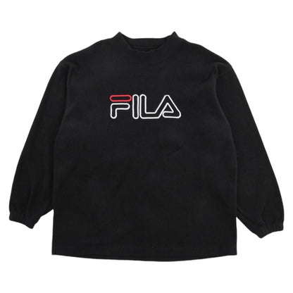 90s Fila Black Embroidered Fleece Sweatshirt (XL)