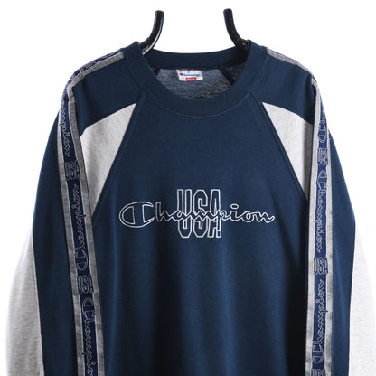 90s Champion Navy Embroidered Thin Sweatshirt (M)