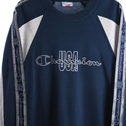 90s Champion Navy Embroidered Thin Sweatshirt (M)