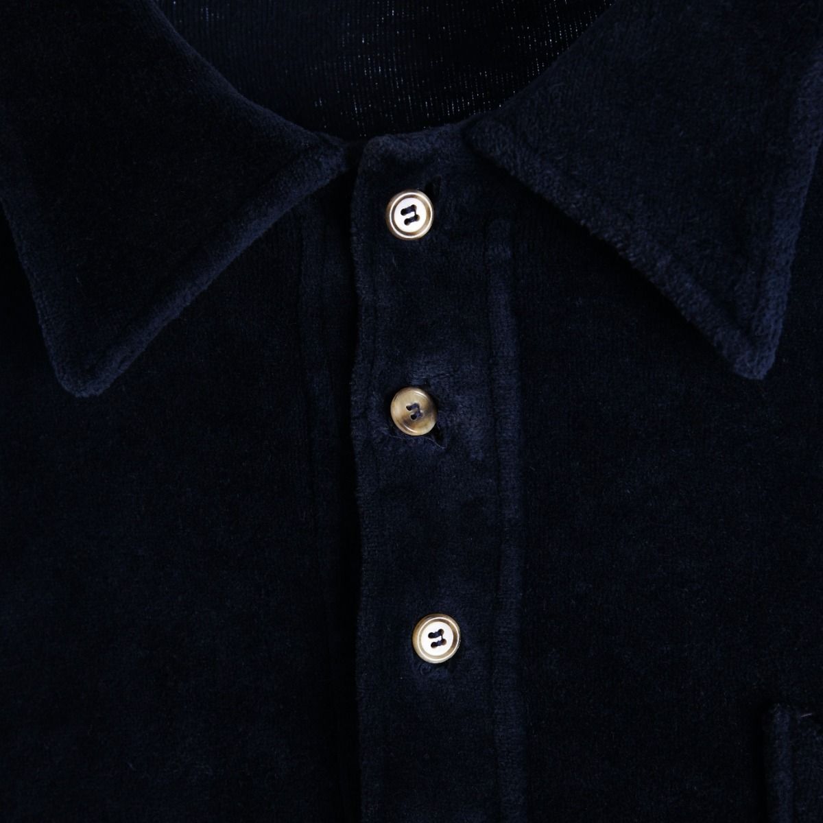 60s/70s Christian Dior Navy Velour Thick Polo Top (L)