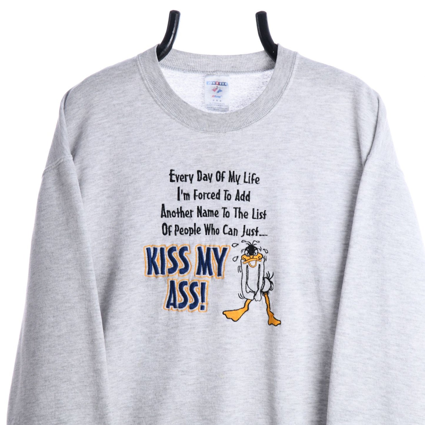 90s Daffy Duck Grey Embroidered Sweatshirt (S)