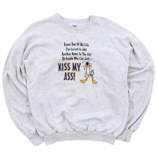 90s Daffy Duck Grey Embroidered Sweatshirt (S)