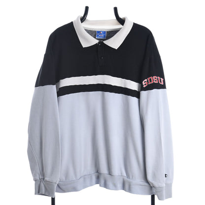 80s Champion Light Grey Collared Sweatshirt (L)