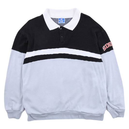 80s Champion Light Grey Collared Sweatshirt (L)