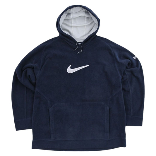 00s Nike Navy Embroidered Fleece Hoodie (XXL)