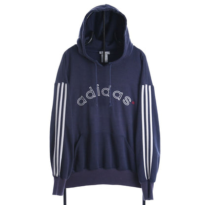 90s Adidas Embroidered Navy Hoodie (L)