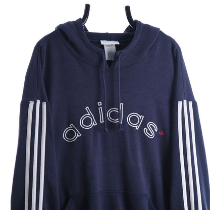 90s Adidas Embroidered Navy Hoodie (L)