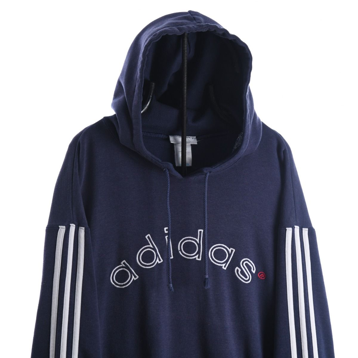 90s Adidas Embroidered Navy Hoodie (L)