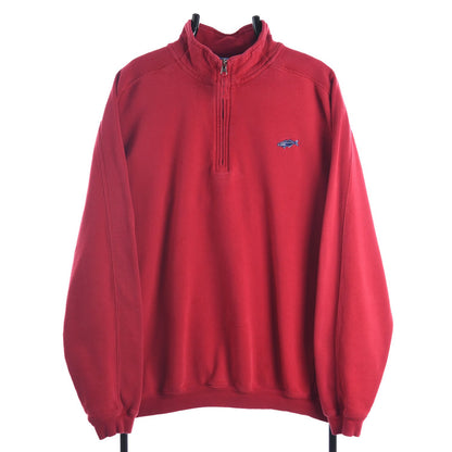 90s Fish Red Embroidered 1/4 Zip Sweatshirt (M)