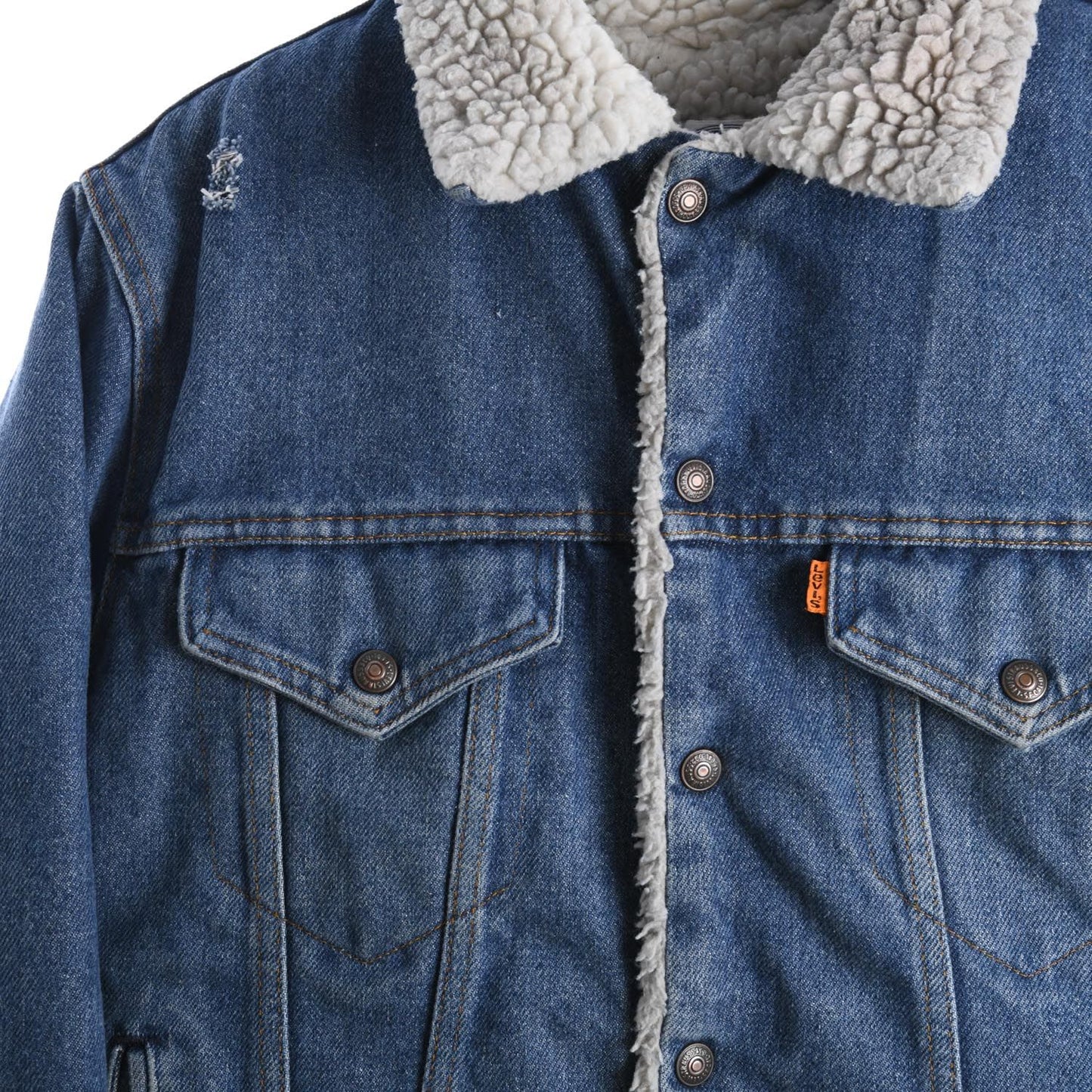 90s Levi's Heavy Denim Sherpa Lined Jacket (XS)