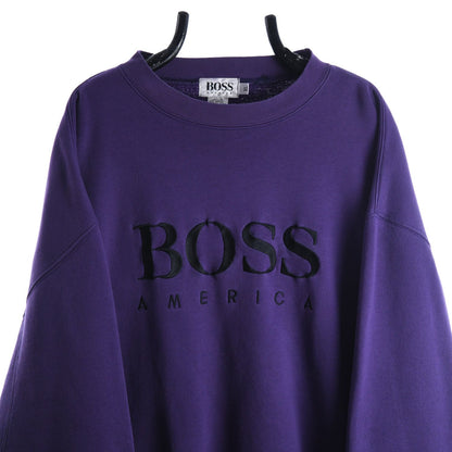 90s Hugo Boss Purple Embroidered Sweatshirt (XXL)