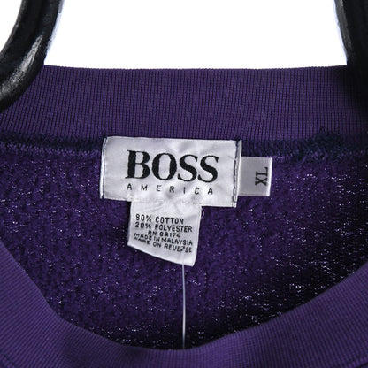 90s Hugo Boss Purple Embroidered Sweatshirt (XXL)