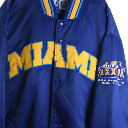 90s Miami Super Bowl Starter Blue Varsity Jacket (XXL)