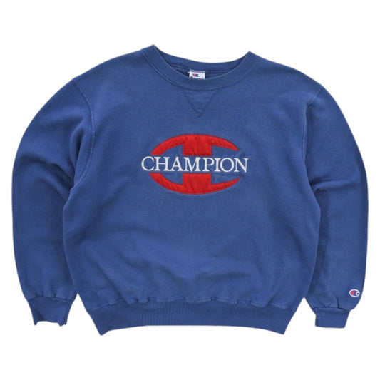 90s Champion Blue Embroidered Sweatshirt (M)