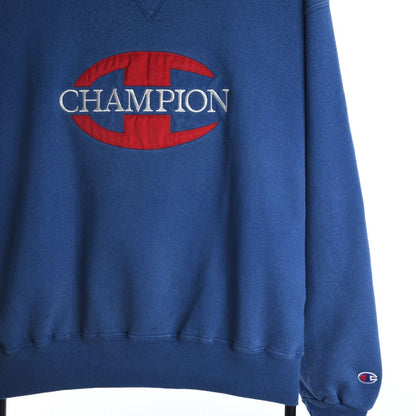 90s Champion Blue Embroidered Sweatshirt (M)