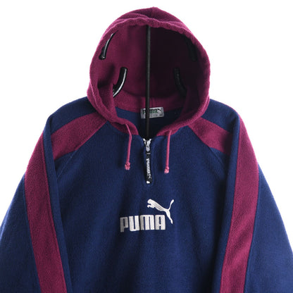 90s Puma Navy Embroidered Fleece hoodie (M)