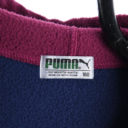 90s Puma Navy Embroidered Fleece hoodie (M)