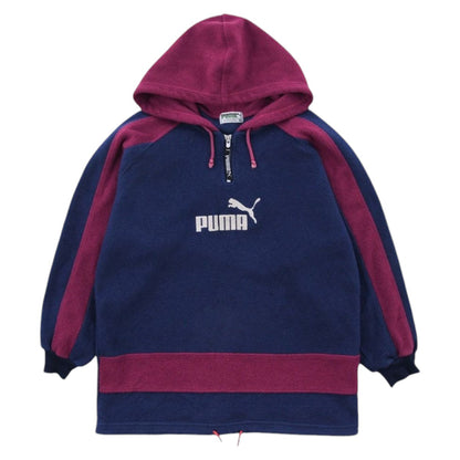 90s Puma Navy Embroidered Fleece hoodie (M)