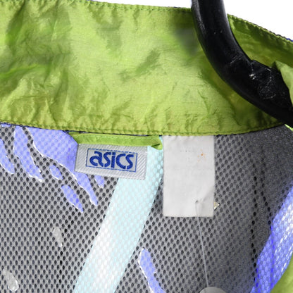 90s Asics Blue Patterned Shell Track Jacket (XL)