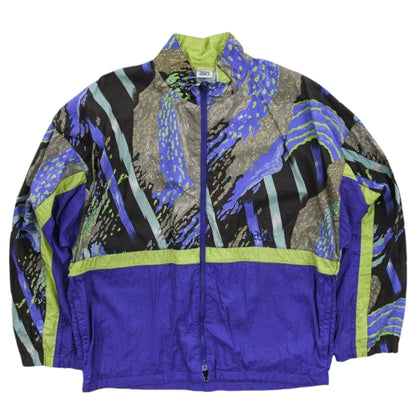 90s Asics Blue Patterned Shell Track Jacket (XL)