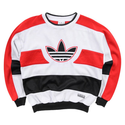 90s Adidas White Embroidered Sweatshirt (S)