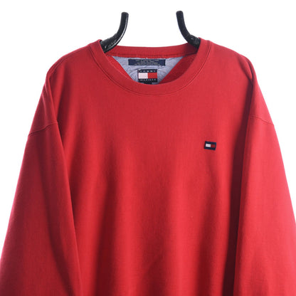 90s Tommy Hilfiger Red Embroidered Sweatshirt (L)