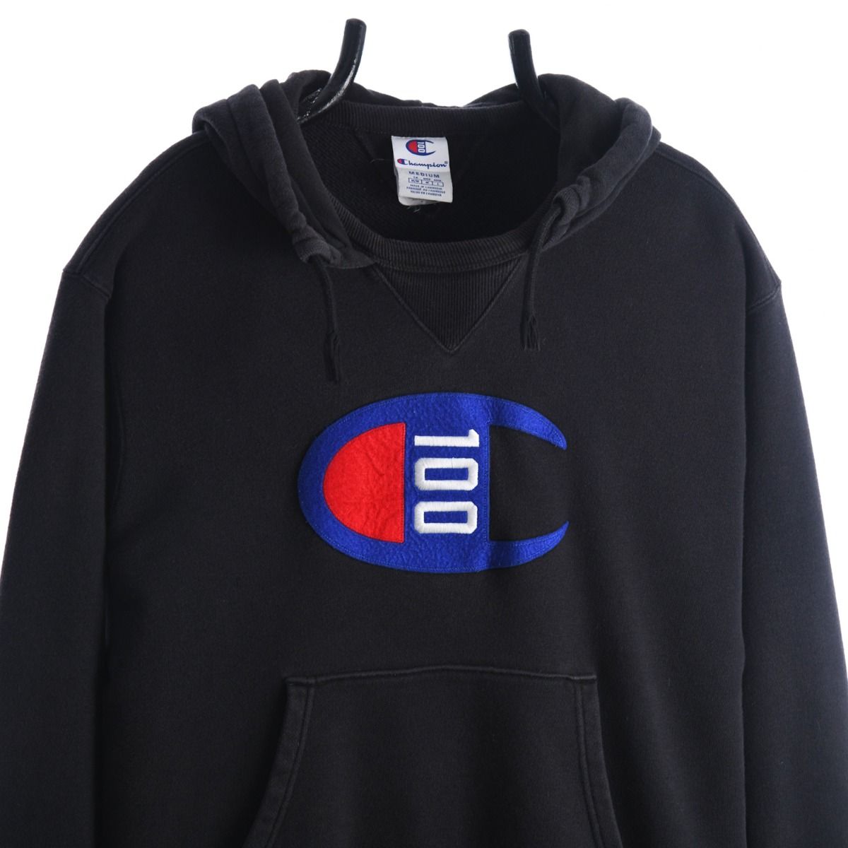 Champion Black Embroidered Hoodie (S)