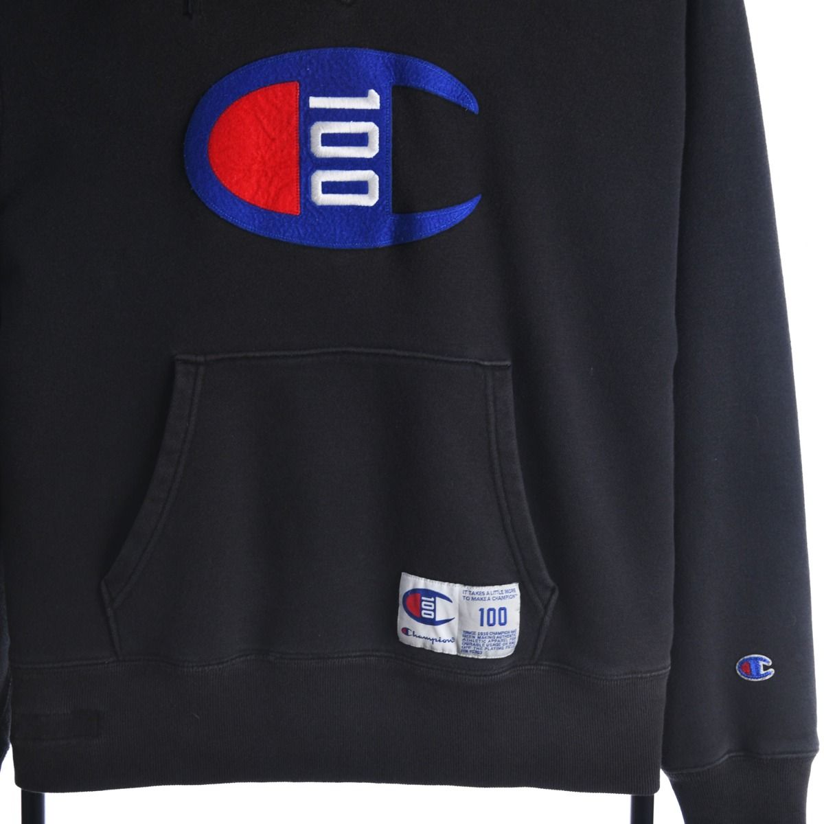 Champion Black Embroidered Hoodie (S)